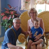 Grandad, Evan, and Aunt Kathy at Minnie\'s House