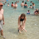 Amy and Evan at the pool