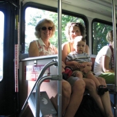 Aunt Kathy, Amy, Evan on the bus