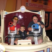 Amy, Jen, Evan on new Toy Story ride