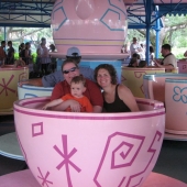 Jen, Evan, Amy in the Tea Cups