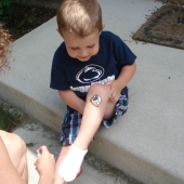 Evan out front