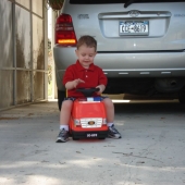 Evan on his truck
