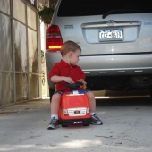 Evan on his truck