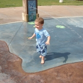 Evan in the fountain