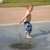 Evan in the fountain