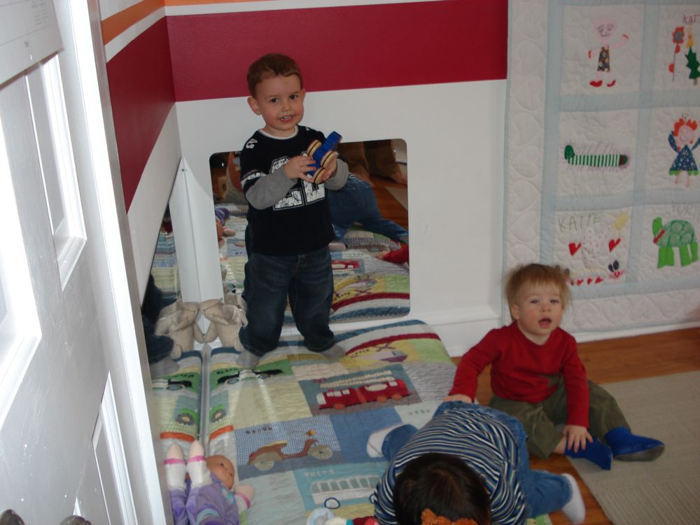 Fun in his friend's room