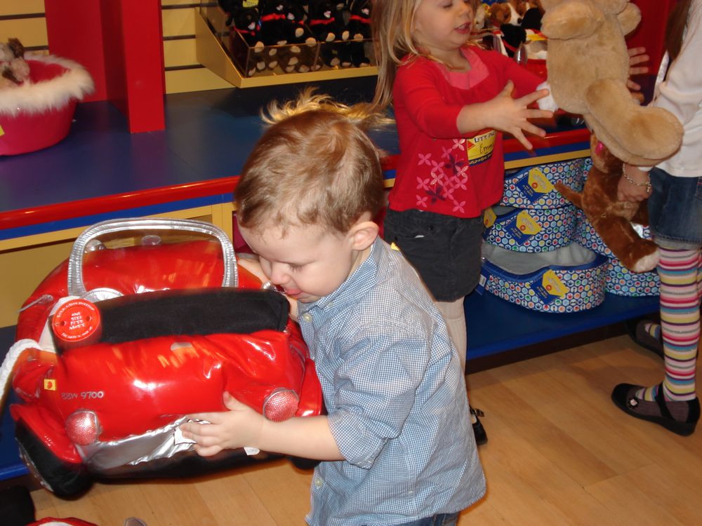 Evan wanting the car for his bear