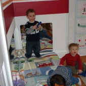 Fun in his friend's room