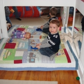 Fun in his friend's room