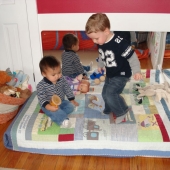 Fun in his friend's room