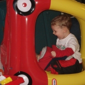 Evan in cousin Nick\'s sweet car