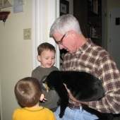 Evan, Grandad, Nick, and Chester