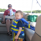 Jen and Evan on the boat