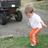 Evan in the side yard