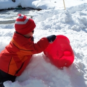 Evan building a fort