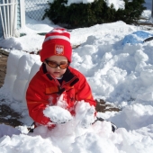 Evan building a fort