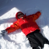 Evan making a snow angel