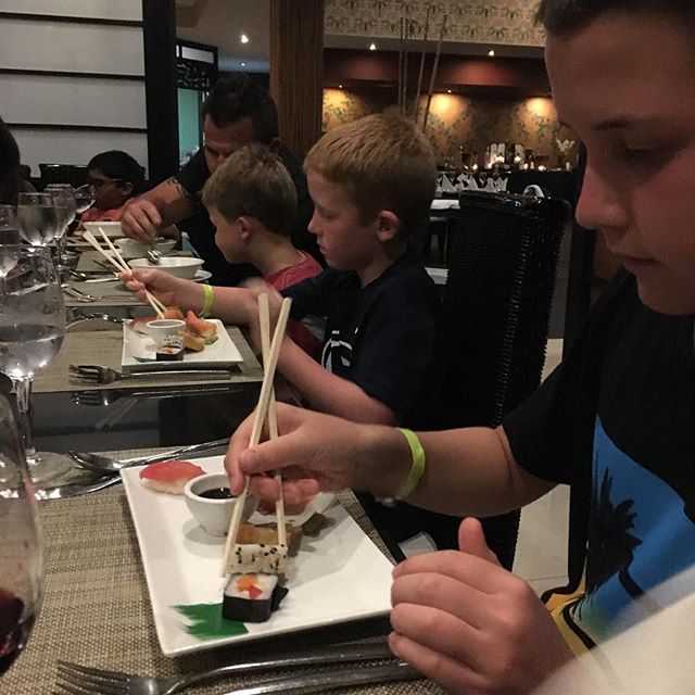 Enjoying sushi!