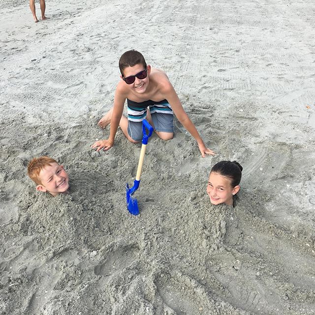 The kids enjoying the beach