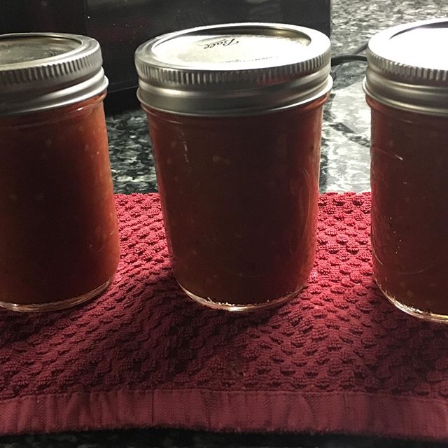 My first attempt at tomato sauce from our garden tomatoes