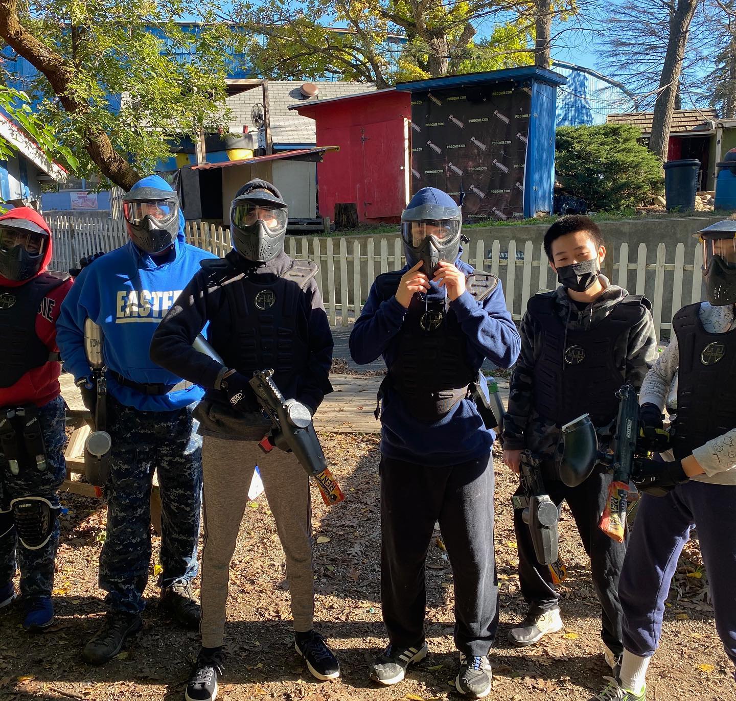 Perfect paintball weather! (Evan has the light pants on)